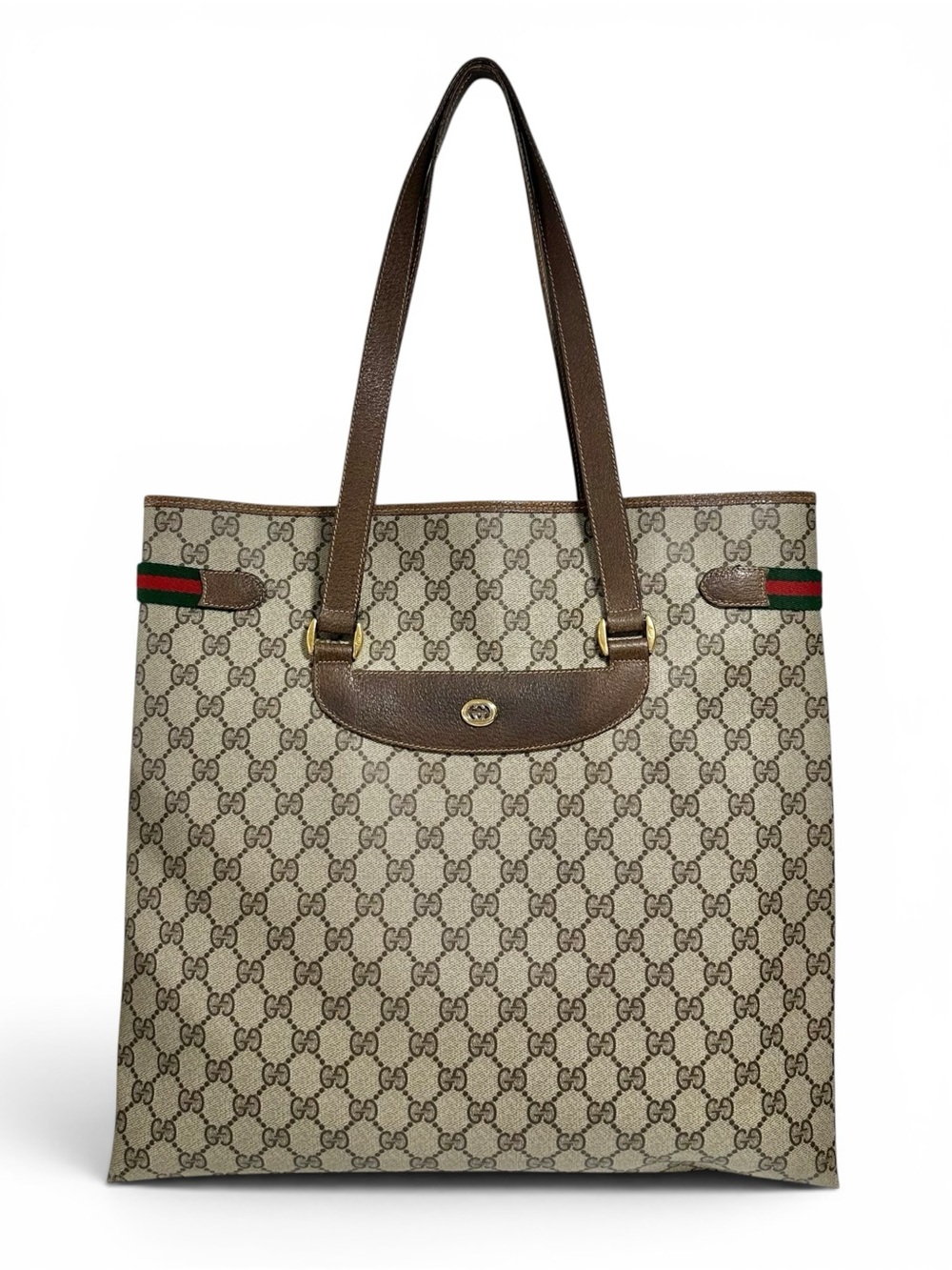 Gucci GG Supreme Web Canvas & Leather Sherry Line Tote Bag